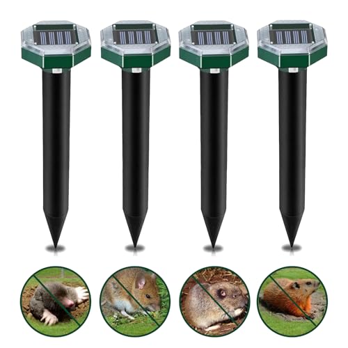 Photo du produit · Quatre piquets solaires anti-taupes